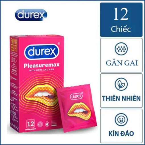 Bao cao su Durex Pleasuremax size lớn hộp 12 cái