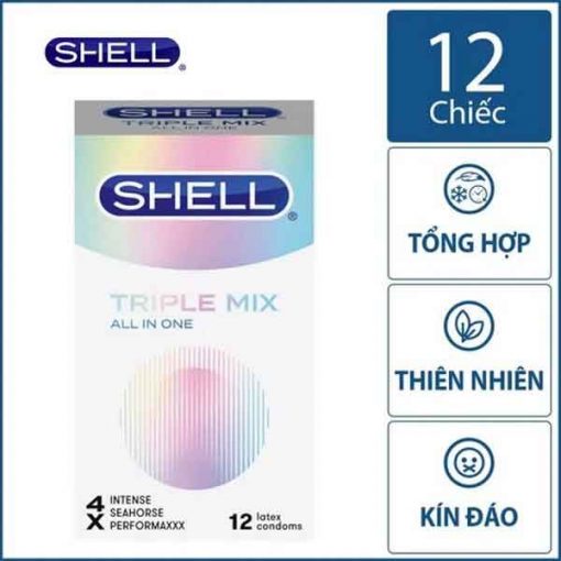 Bao cao su Shell Triple Mix hộp 12 cái